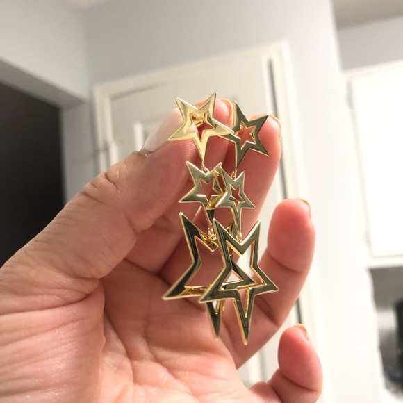 14k Gold over Sterling Silver Star Earrings - Picture 4 of 7